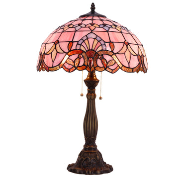 Tiffany Style Lamp Werfactory® Pink Stained Glass Lavender Light S003P16T
